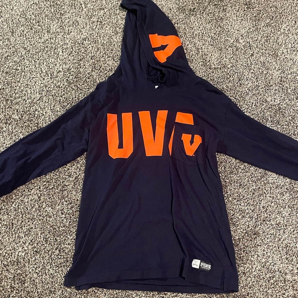 Navy Blue UVA pink shirt hoodie